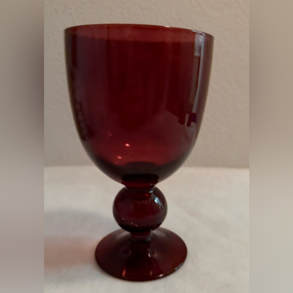 1 purple, Hand Blown Wine Glass/Goblet  6.25”